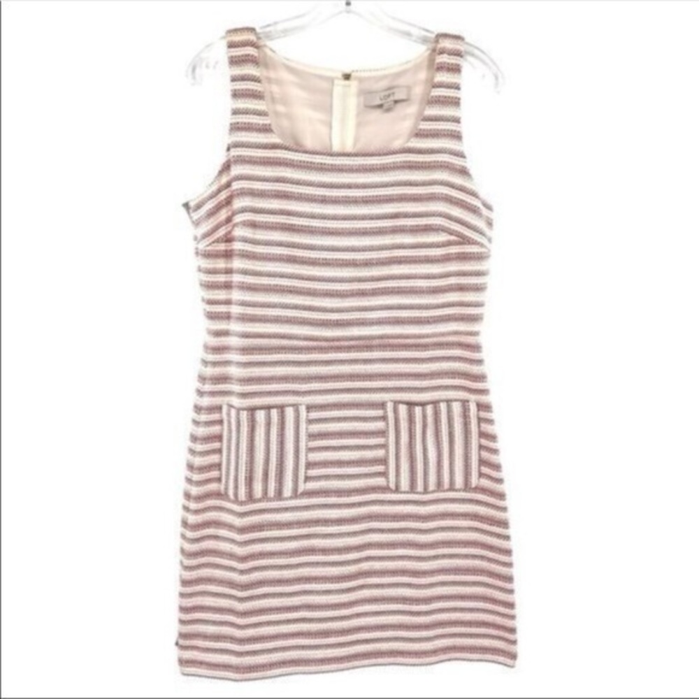 Ann Taylor Loft Textured Stripe Pocket Sheath Dress